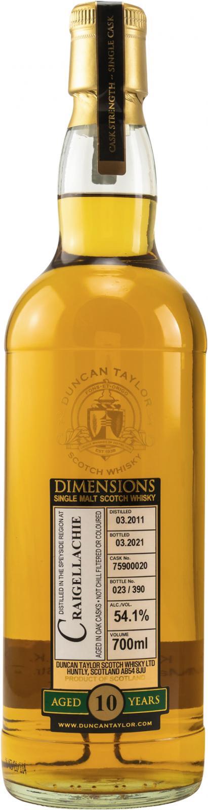 Craigellachie 2011 DT  Dimensions