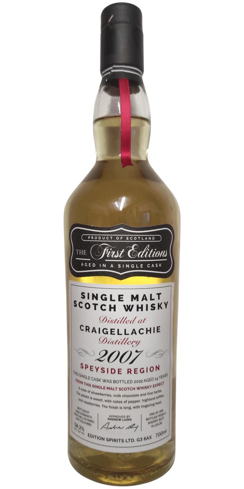 Craigellachie 2007 ED  The First Editions