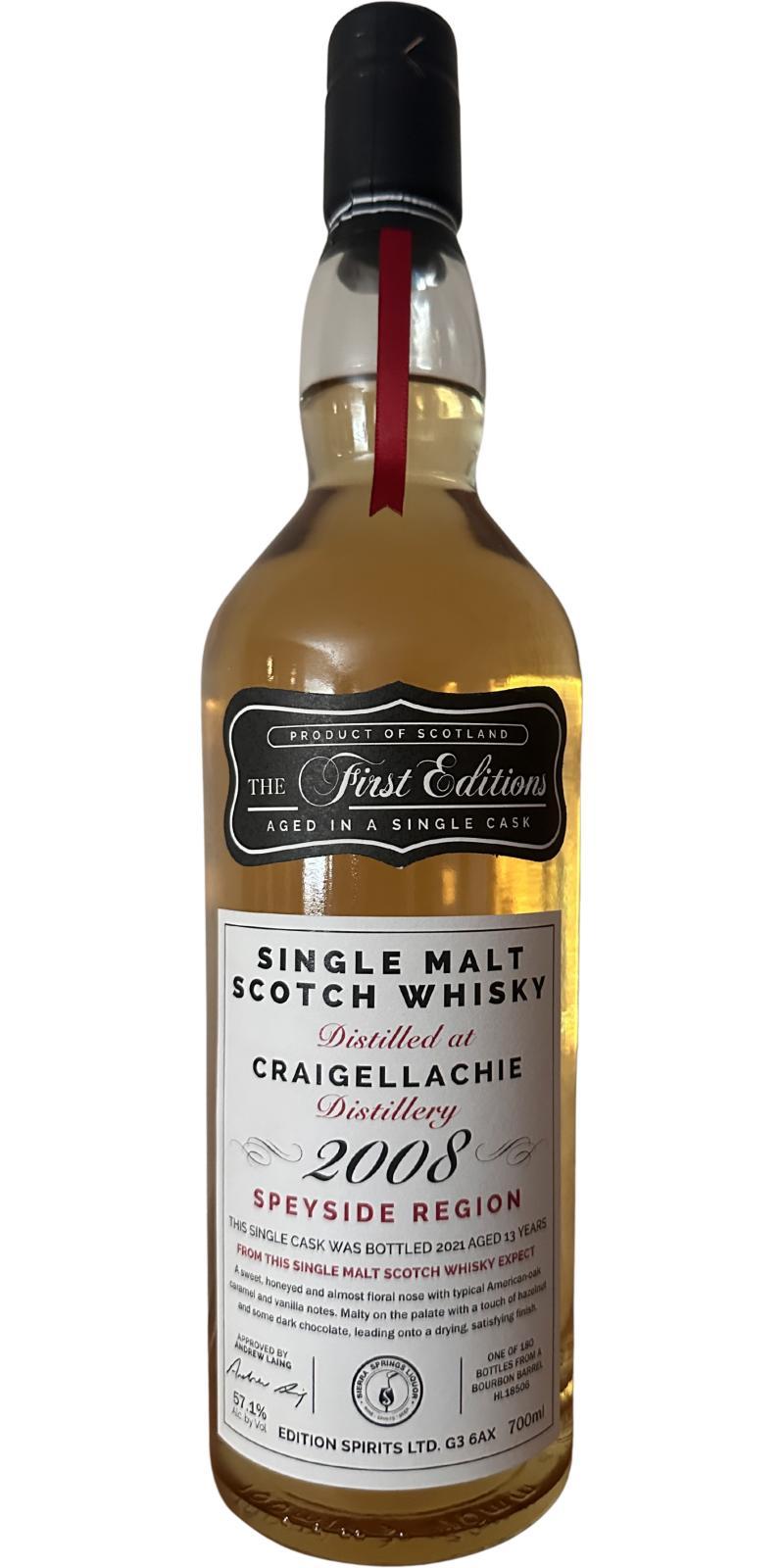 Craigellachie 2008 ED  The First Editions