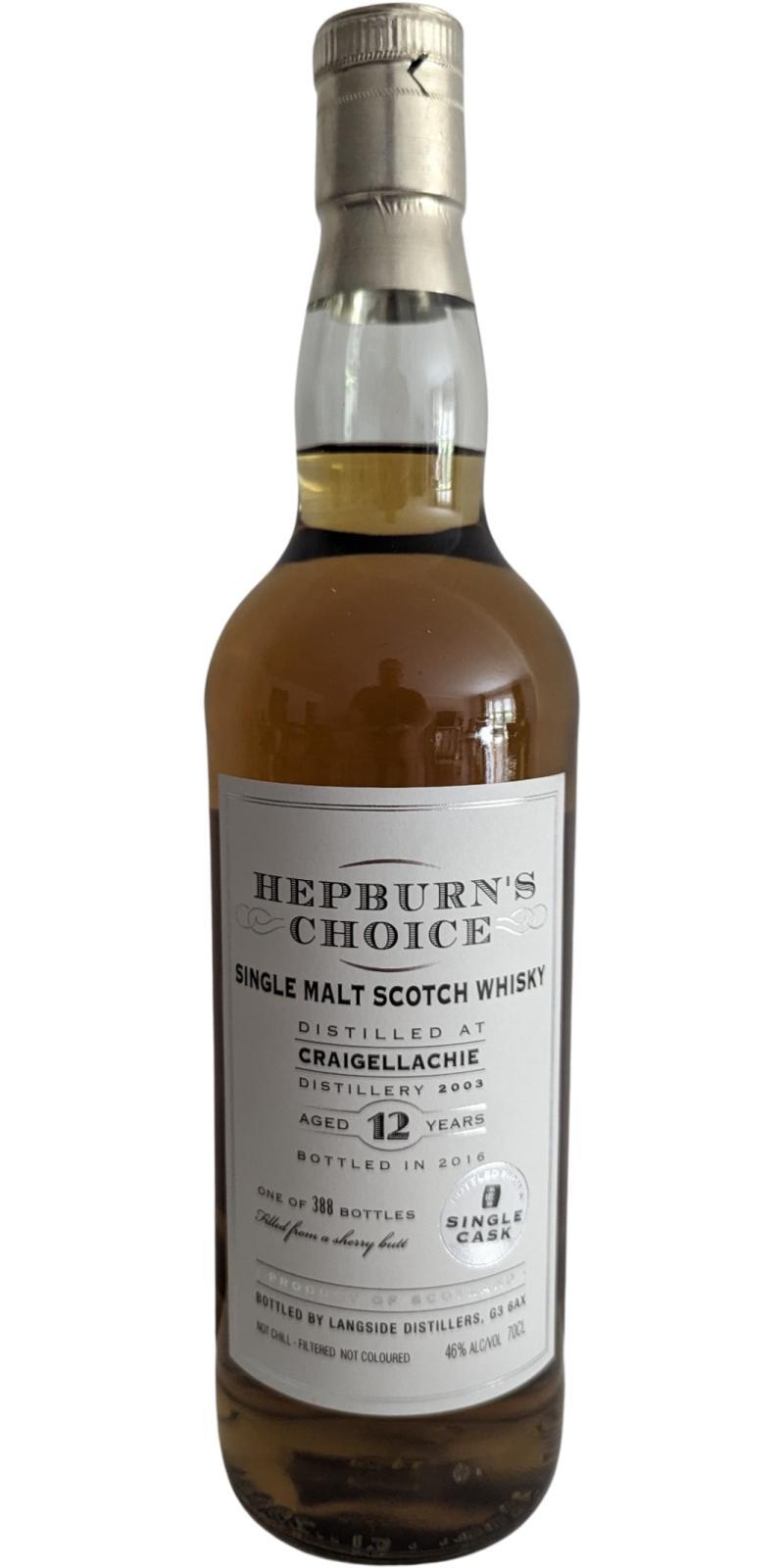 Craigellachie 2003 LsD  Hepburn's Choice