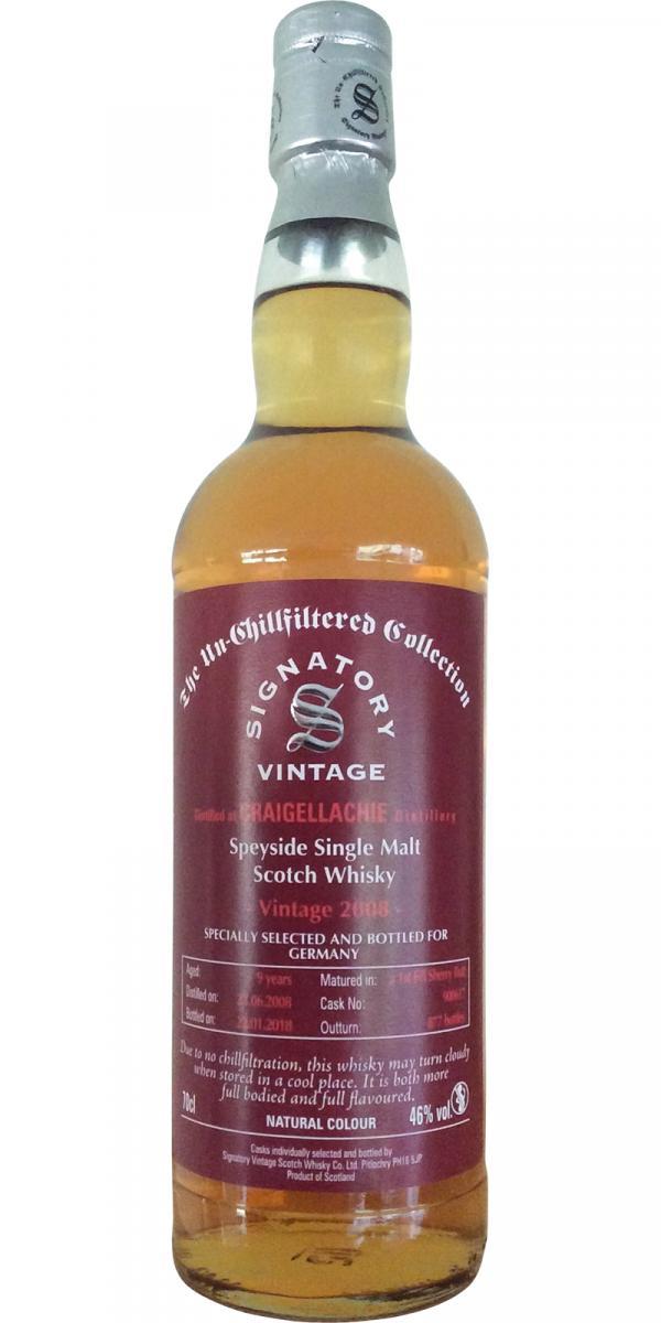 Craigellachie 2008 SV  The Un-Chillfiltered Collection