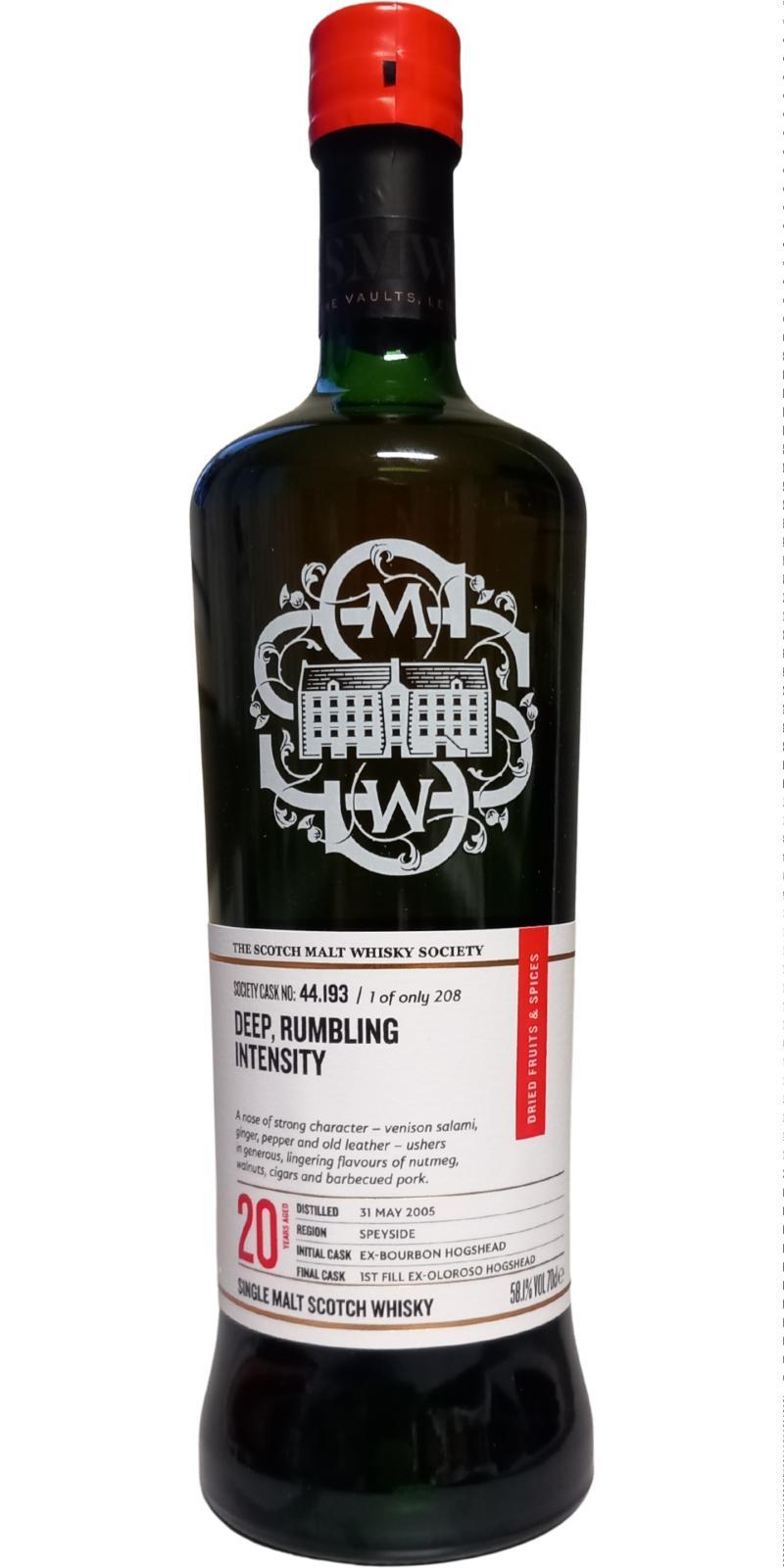 Craigellachie 2005 SMWS 44.193  Deep, rumbling intensity