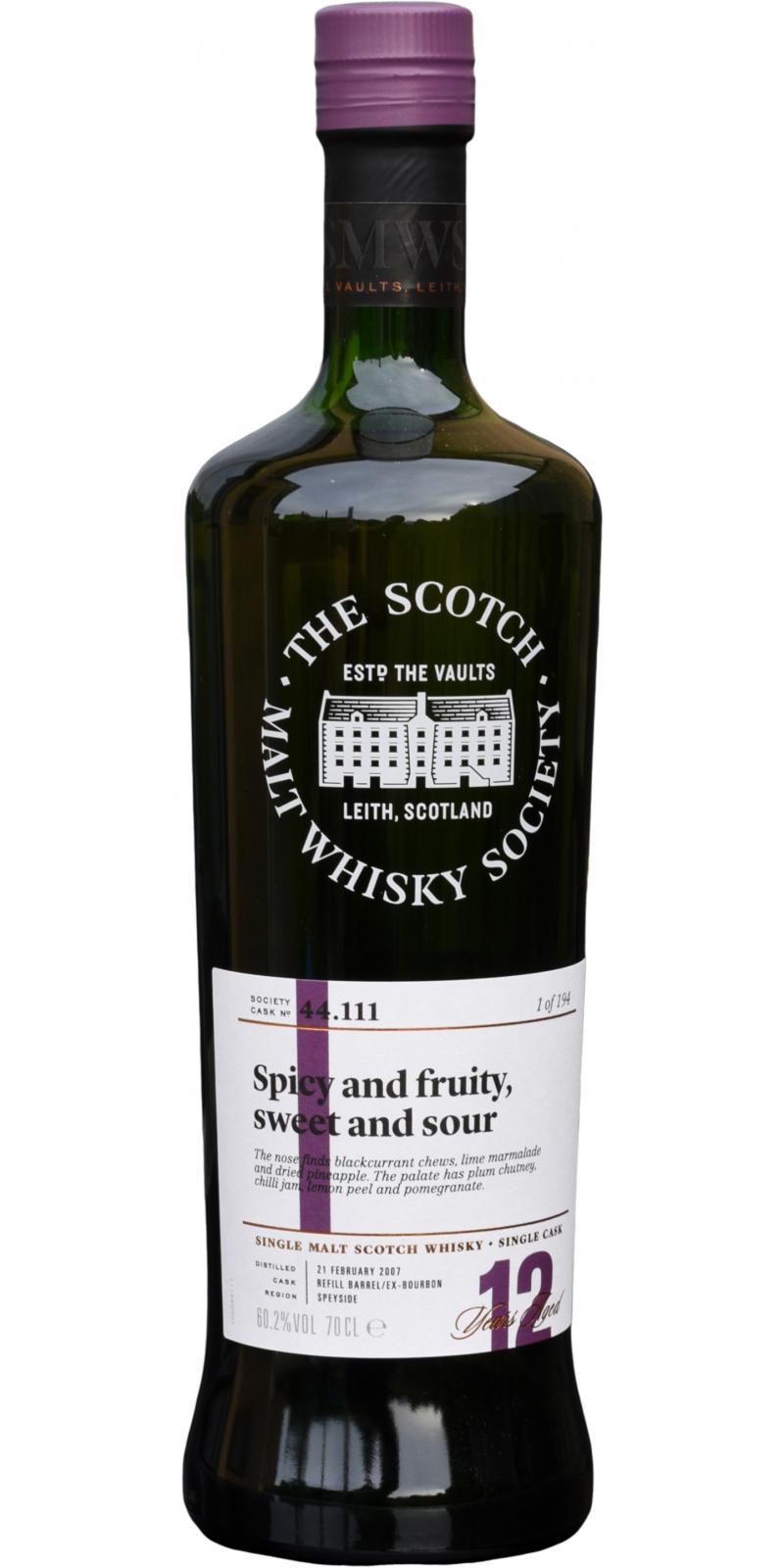 Craigellachie 2007 SMWS 44.111  Spicy and fruity, sweet and sour