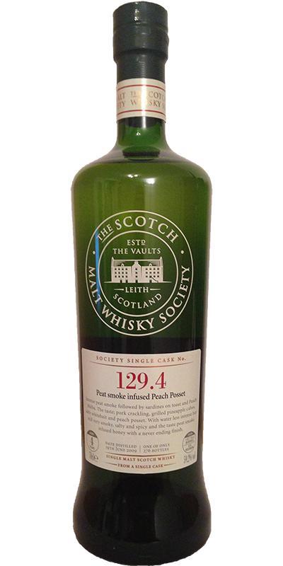 Kilchoman 2009 SMWS 129.4  Peat smoke infused Peach Posset