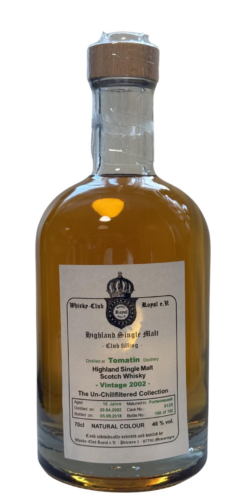 Tomatin 2002 WCR Club filling