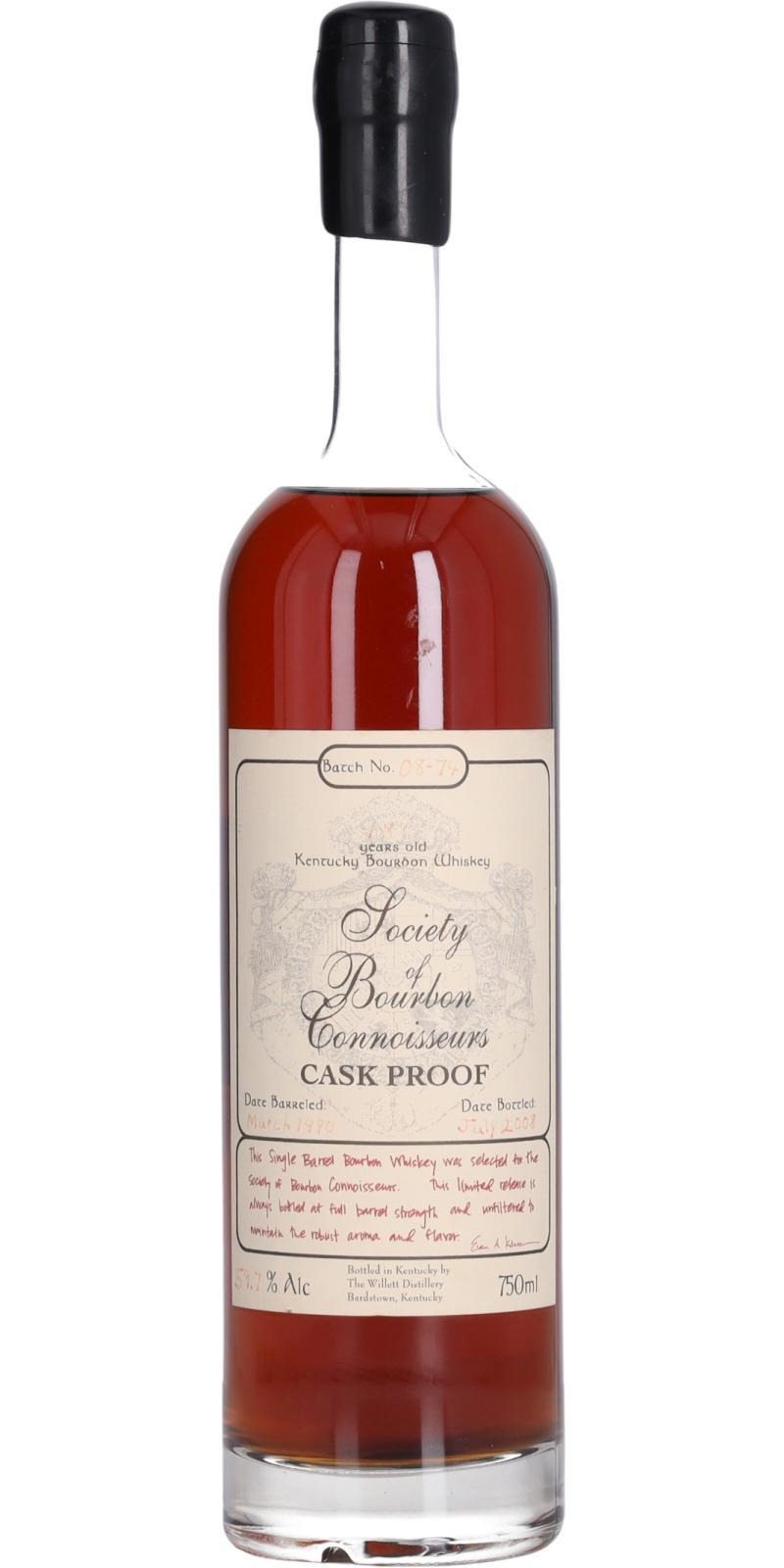 Society of Bourbon Connoisseurs 1990  Cask Proof