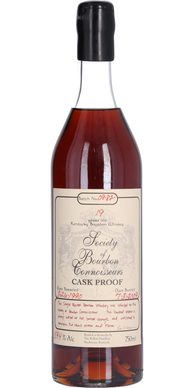 Society of Bourbon Connoisseurs 1990  Cask Proof