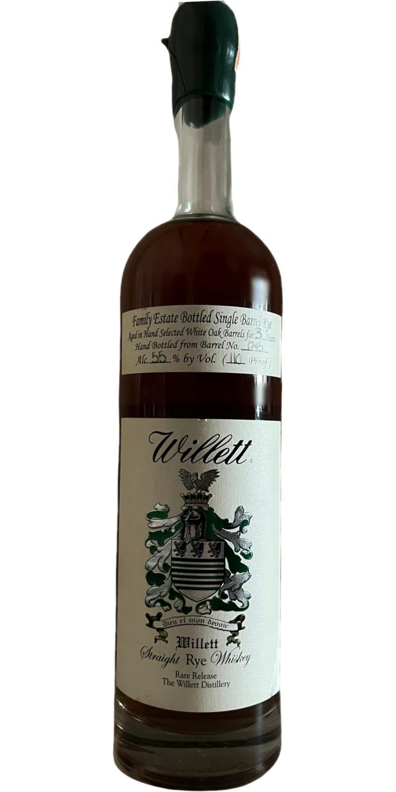 Willett 03-year-old  Family Estate Bottled Single Barrel Rye