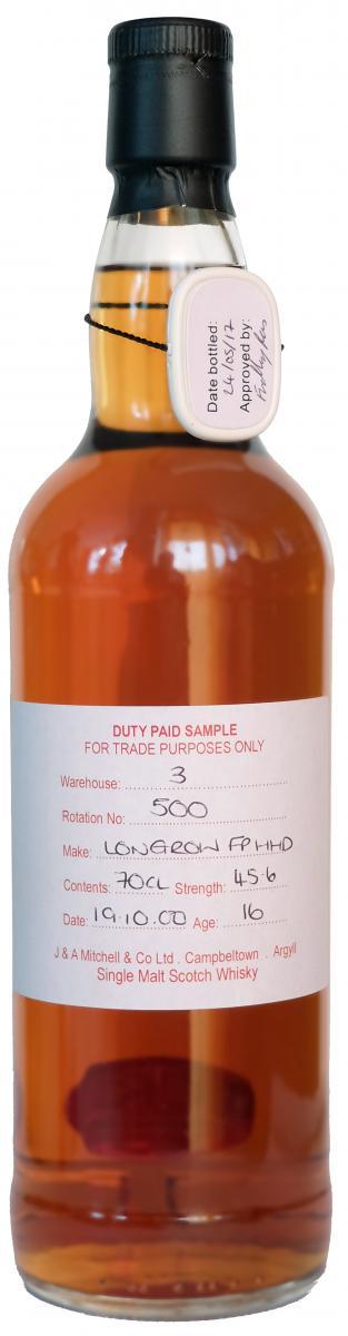Longrow 2000 Duty Paid Sample - For Trade Purposes Only