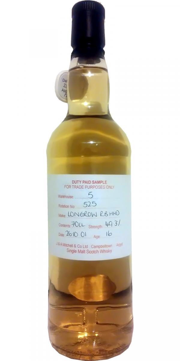 Longrow 2001 Duty Paid Sample - For Trade Purposes Only