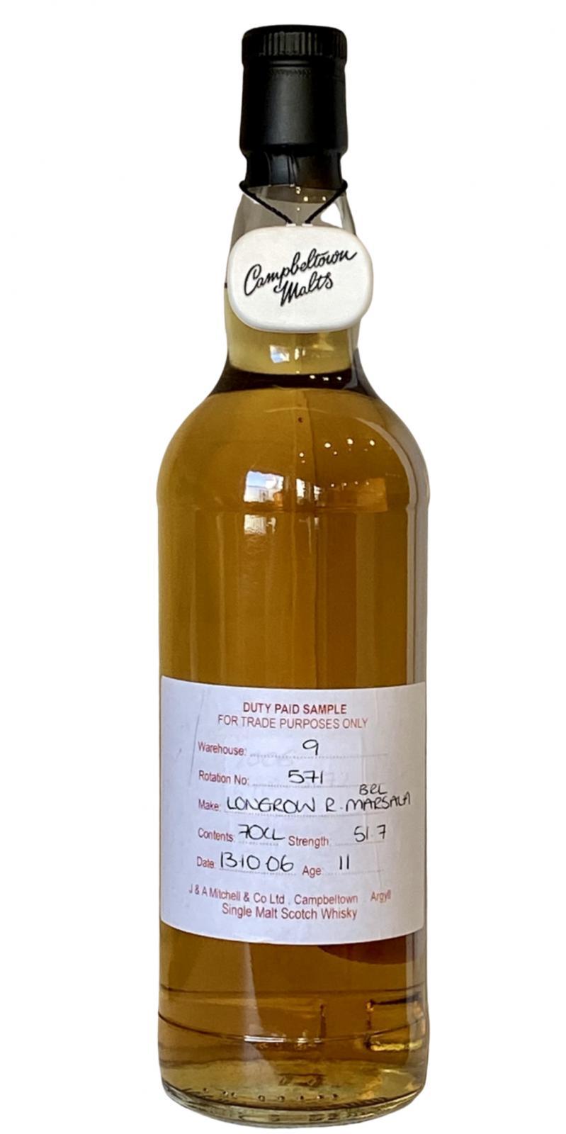 Longrow 2006 Duty Paid Sample - For Trade Purposes Only