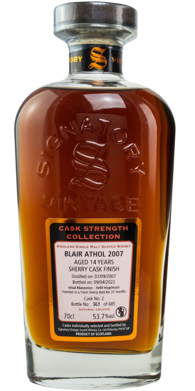 Blair Athol 2007 SV Cask Strength Collection