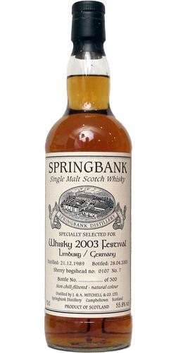 Springbank 1989 Whisky Festival Limburg 2003 Festival