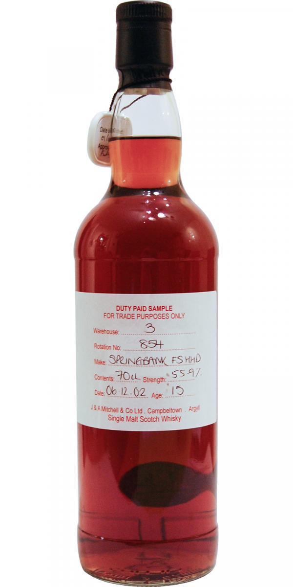 Springbank 2002 Duty Paid Sample - For Trade Purposes Only