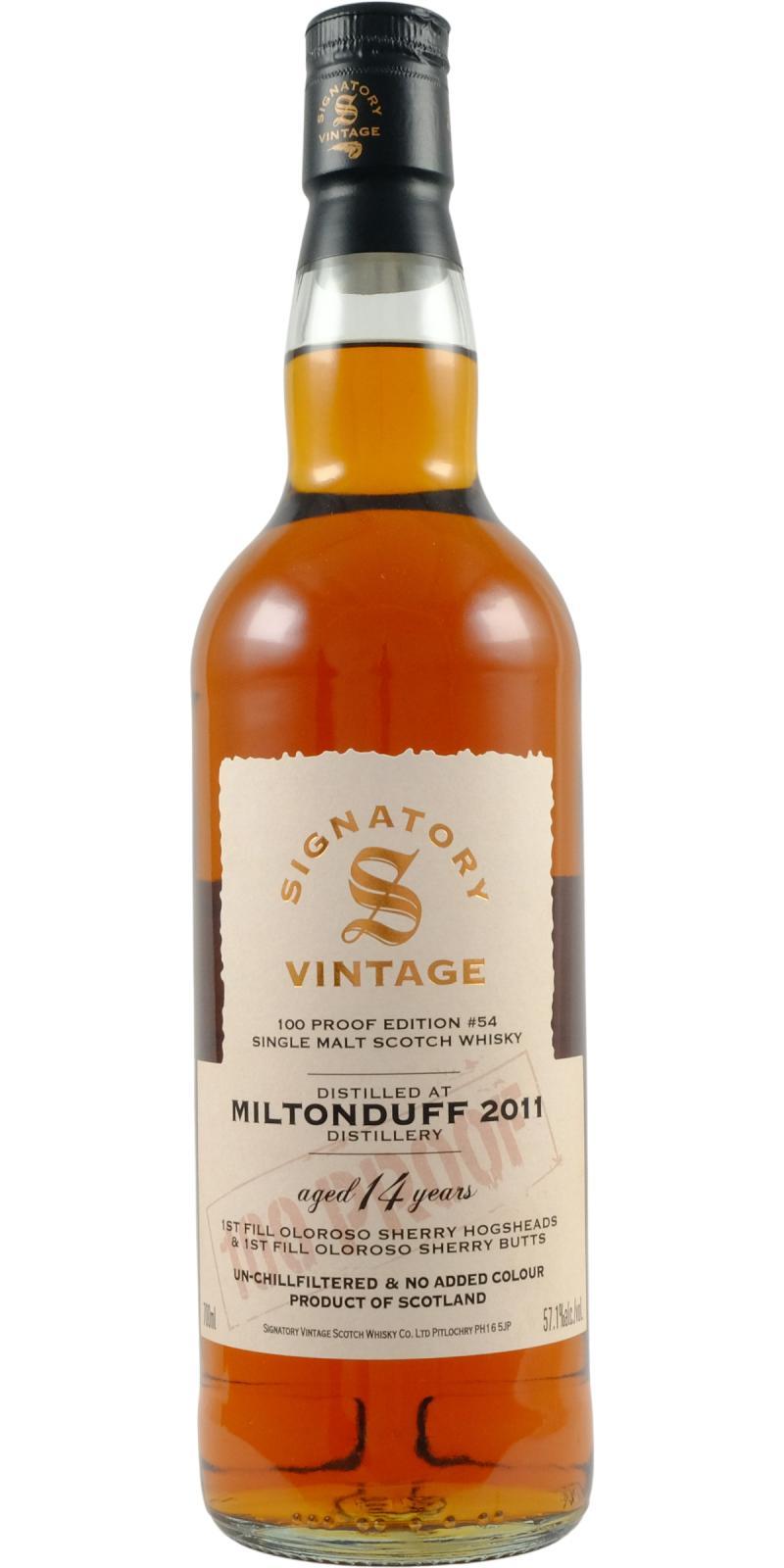 Miltonduff 2011 SV 100 Proof - Edition #54