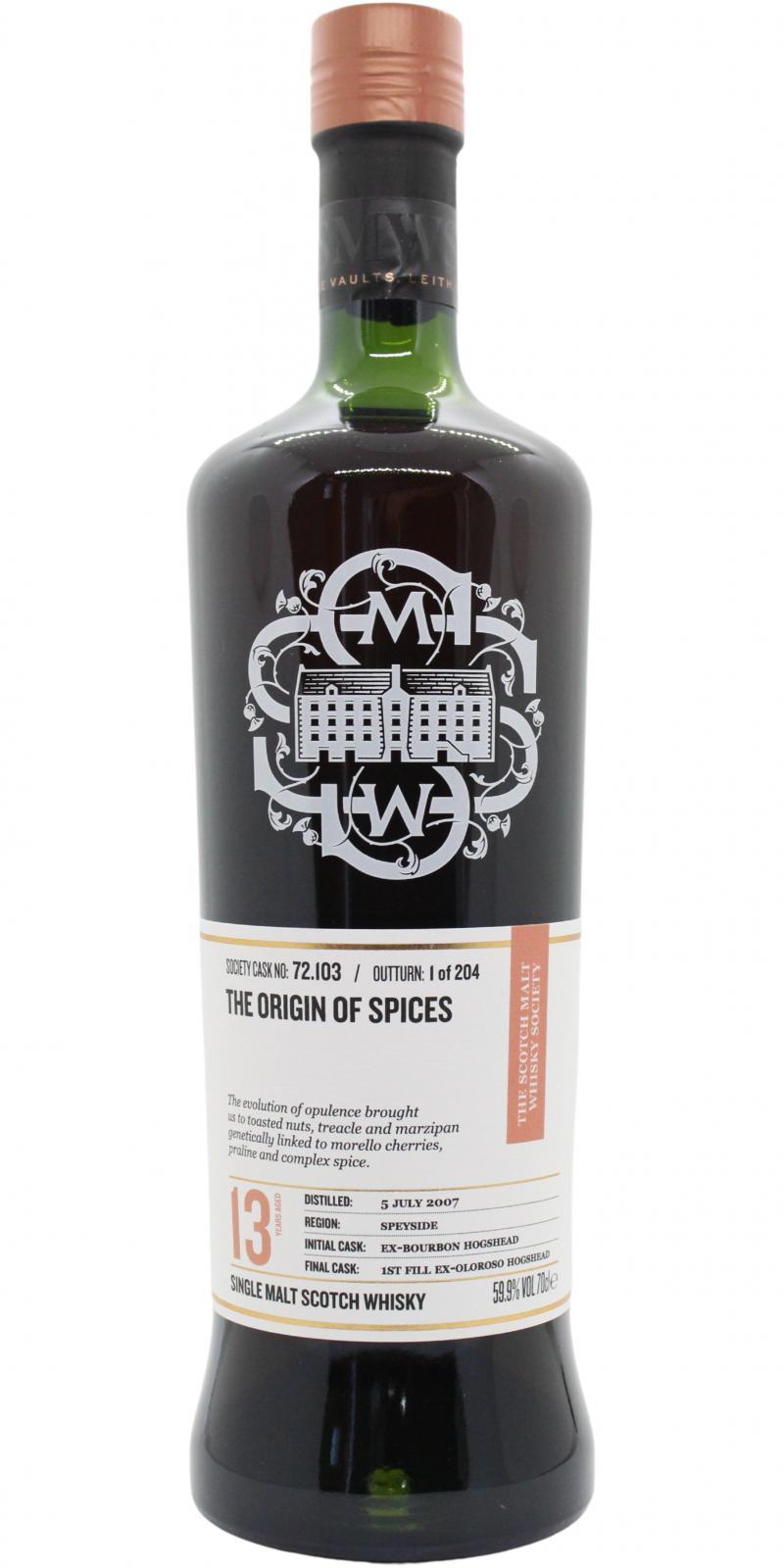 Miltonduff 2007 SMWS 72.103 The origin of spices