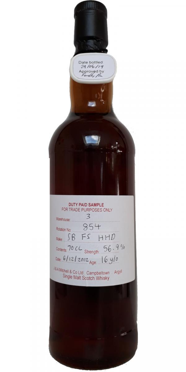 Springbank 2002 Duty Paid Sample - For Trade Purposes Only