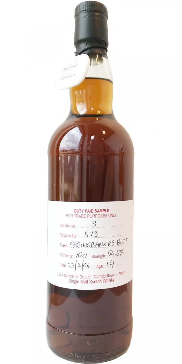 Springbank 2004 Duty Paid Sample - For Trade Purposes Only