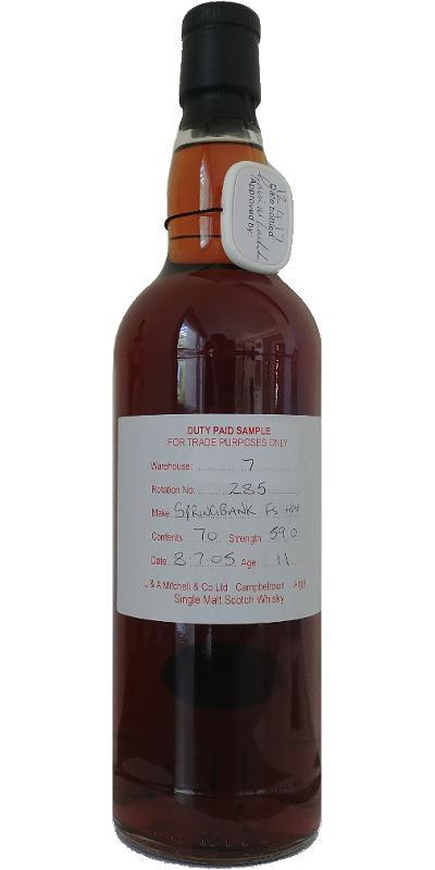 Springbank 2005 Duty Paid Sample - For Trade Purposes Only