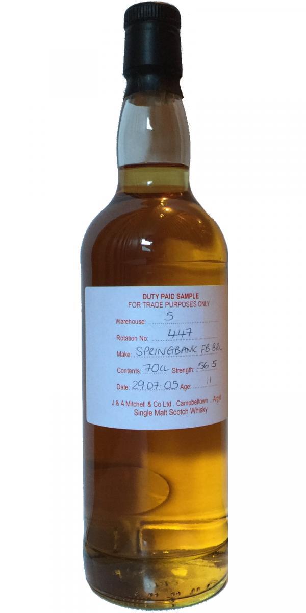 Springbank 2005 Duty Paid Sample - For Trade Purposes Only