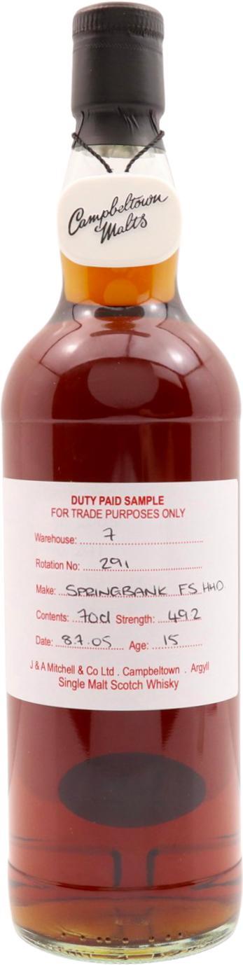 Springbank 2005 Duty Paid Sample - For Trade Purposes Only