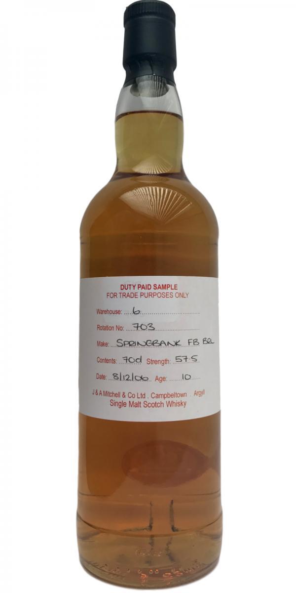 Springbank 2006 Duty Paid Sample - For Trade Purposes Only
