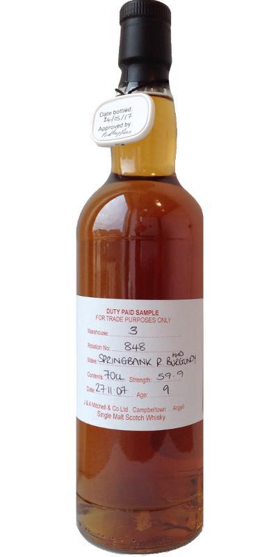 Springbank 2007 Duty Paid Sample - For Trade Purposes Only