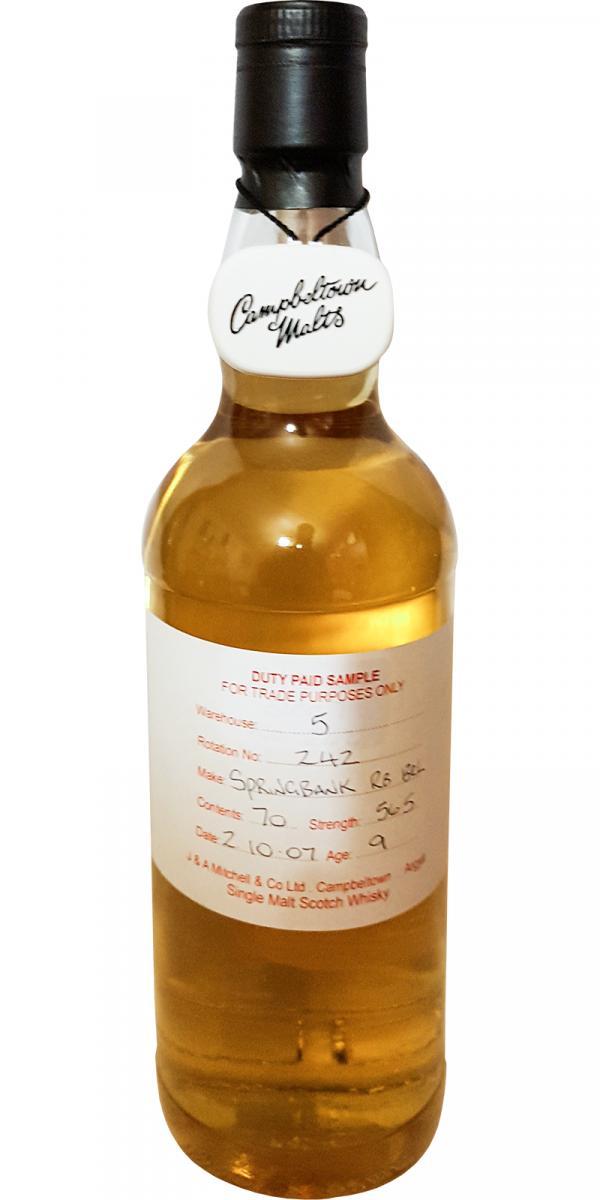 Springbank 2007 Duty Paid Sample - For Trade Purposes Only