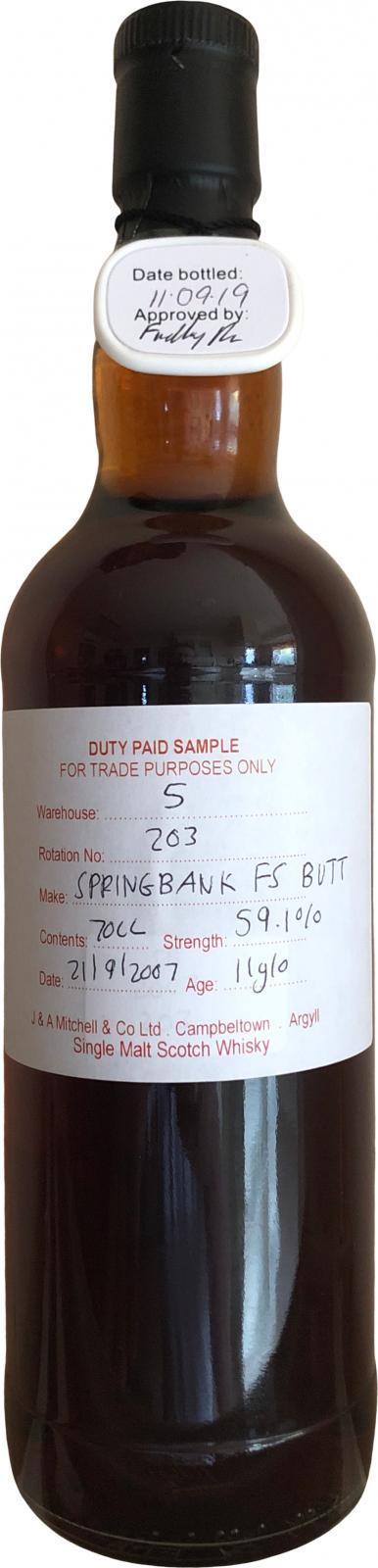Springbank 2007 Duty Paid Sample - For Trade Purposes Only