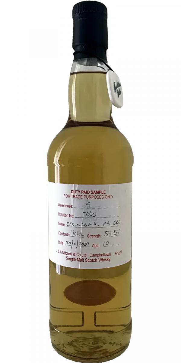 Springbank 2007 Duty Paid Sample - For Trade Purposes Only