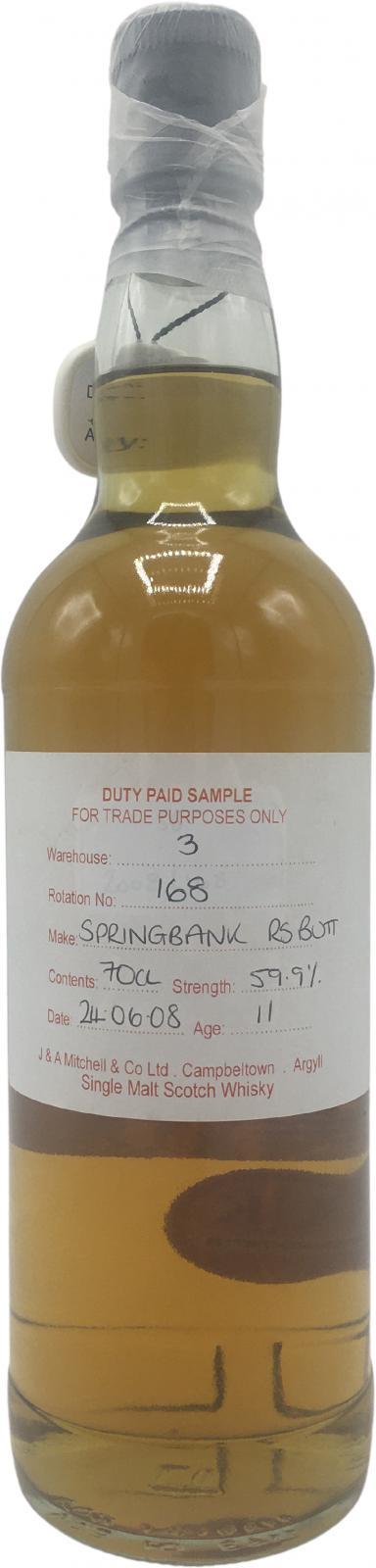 Springbank 2008 Duty Paid Sample - For Trade Purposes Only