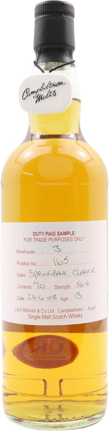 Springbank 2008 Duty Paid Sample - For Trade Purposes Only