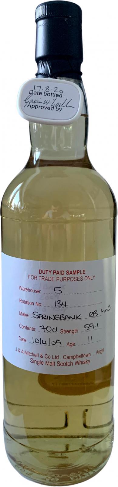 Springbank 2009 Duty Paid Sample - For Trade Purposes Only