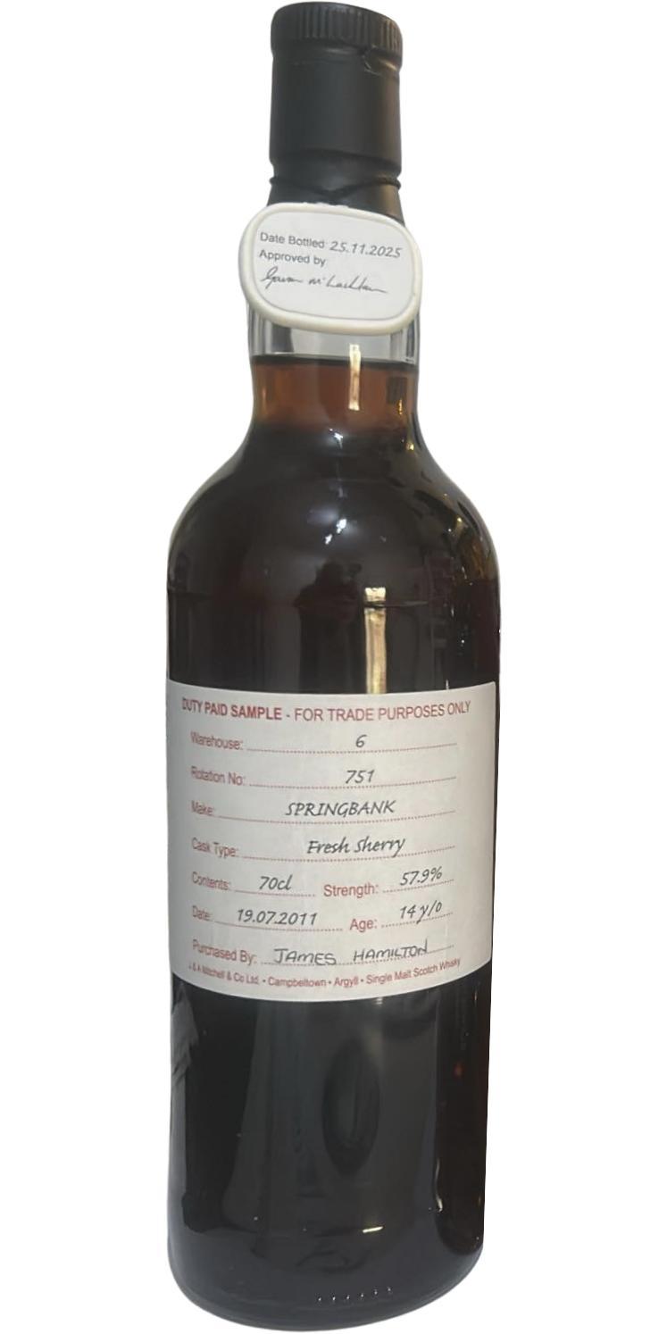 Springbank 2011 Duty Paid Sample - For Trade Purposes Only