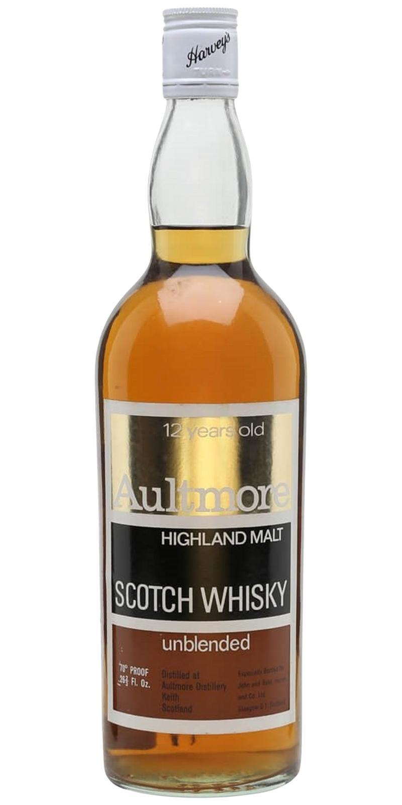 Aultmore 12-year-old unblended, Gold, black & brown label