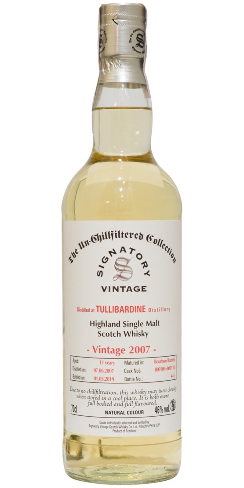 Tullibardine 2007 SV The Un-Chillfiltered Collection