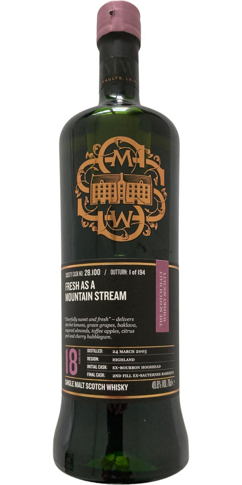 Tullibardine 2005 SMWS 28.100 Fresh as a mountain stream