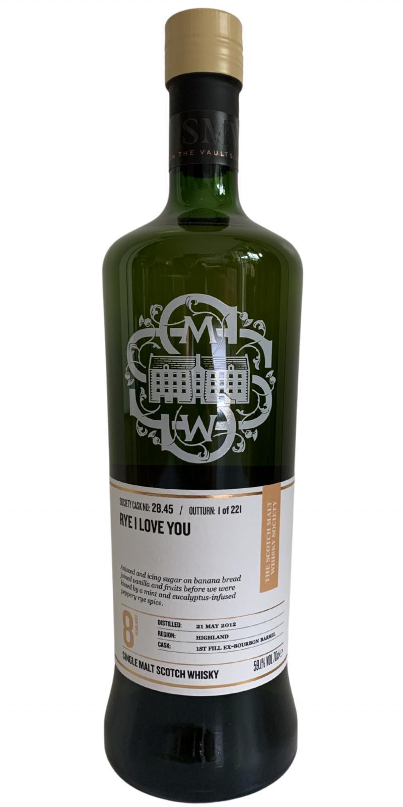 Tullibardine 2012 SMWS 28.45 Rye I love you