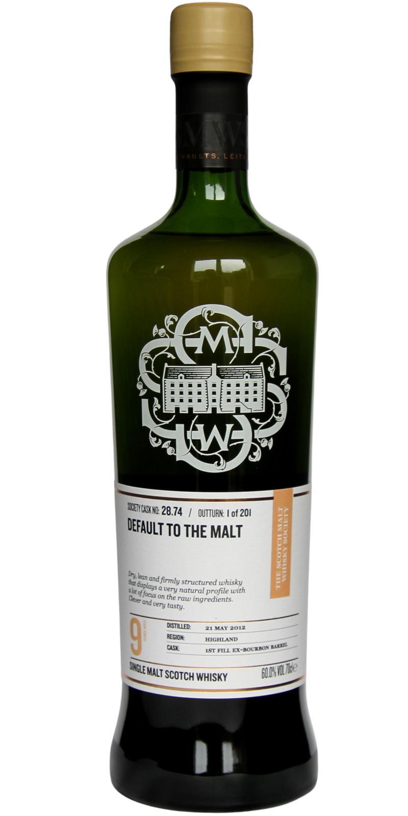 Tullibardine 2012 SMWS 28.74 Default to the malt