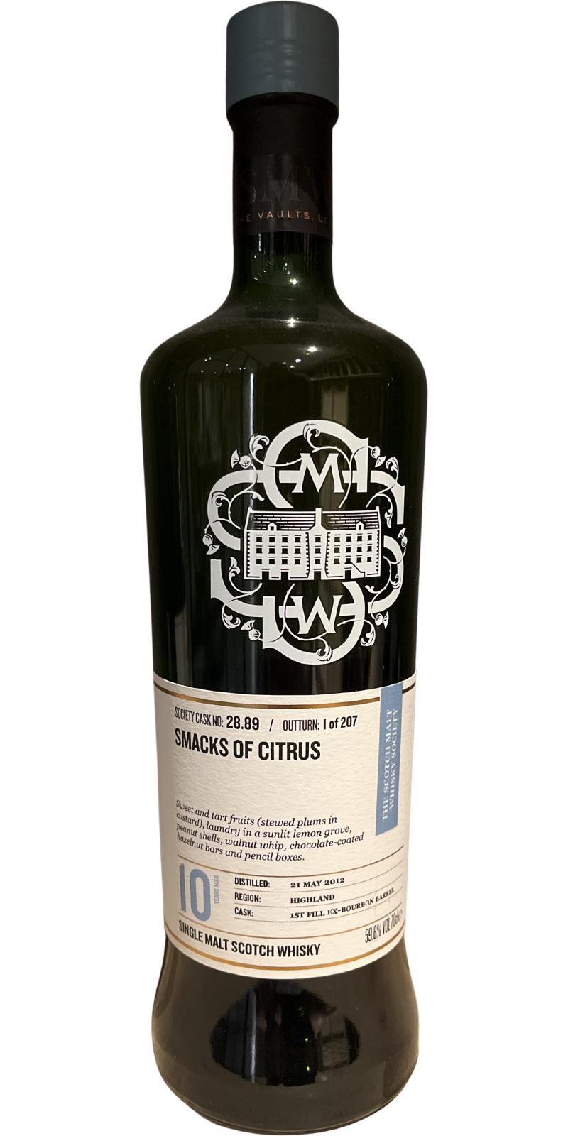 Tullibardine 2012 SMWS 28.89 Smacks of citrus