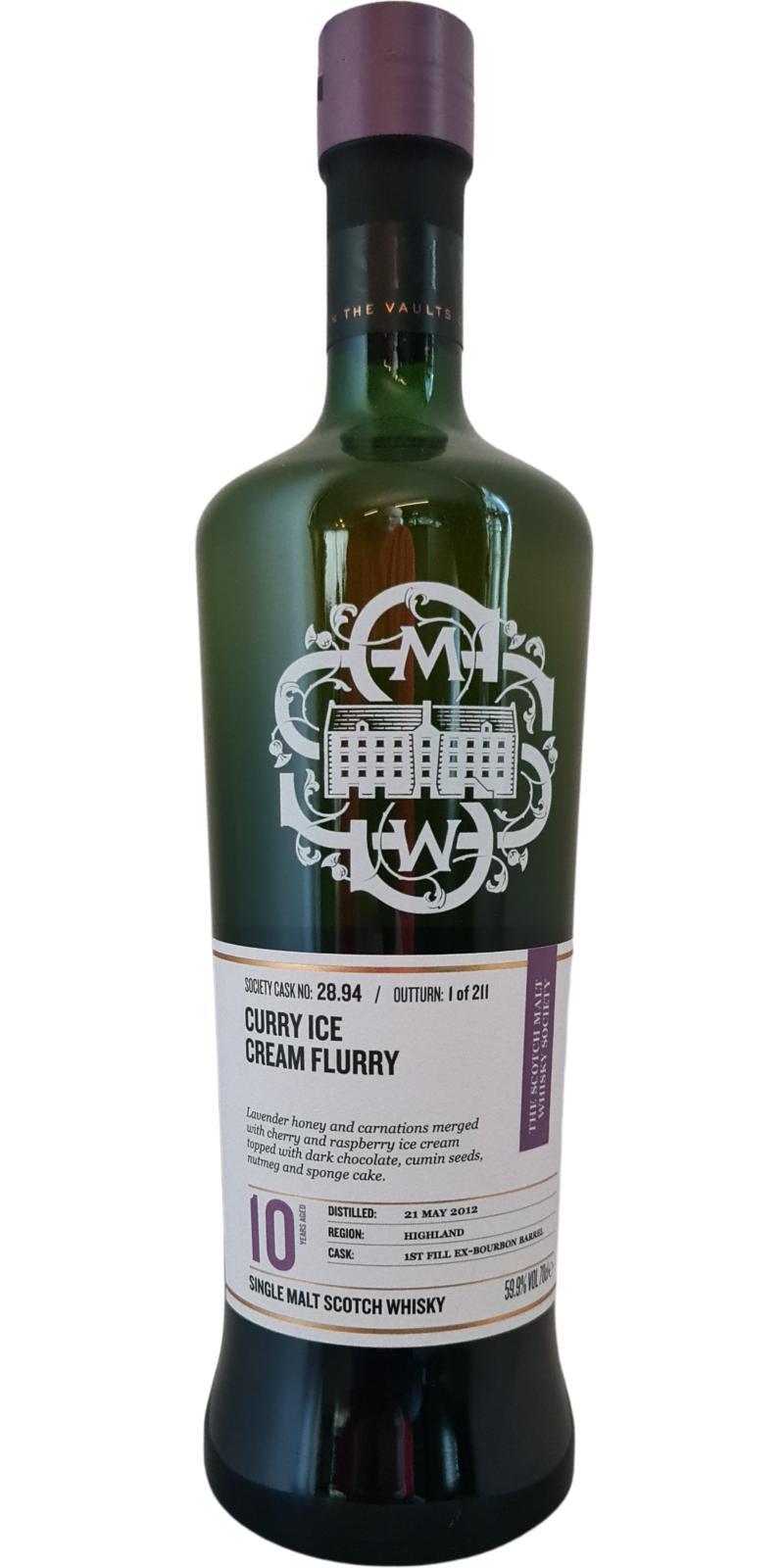 Tullibardine 2012 SMWS 28.94 Curry ice cream flurry