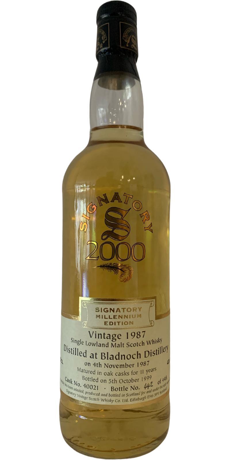 Bladnoch 1987 SV The Ultimate Barrels for the new Millennium