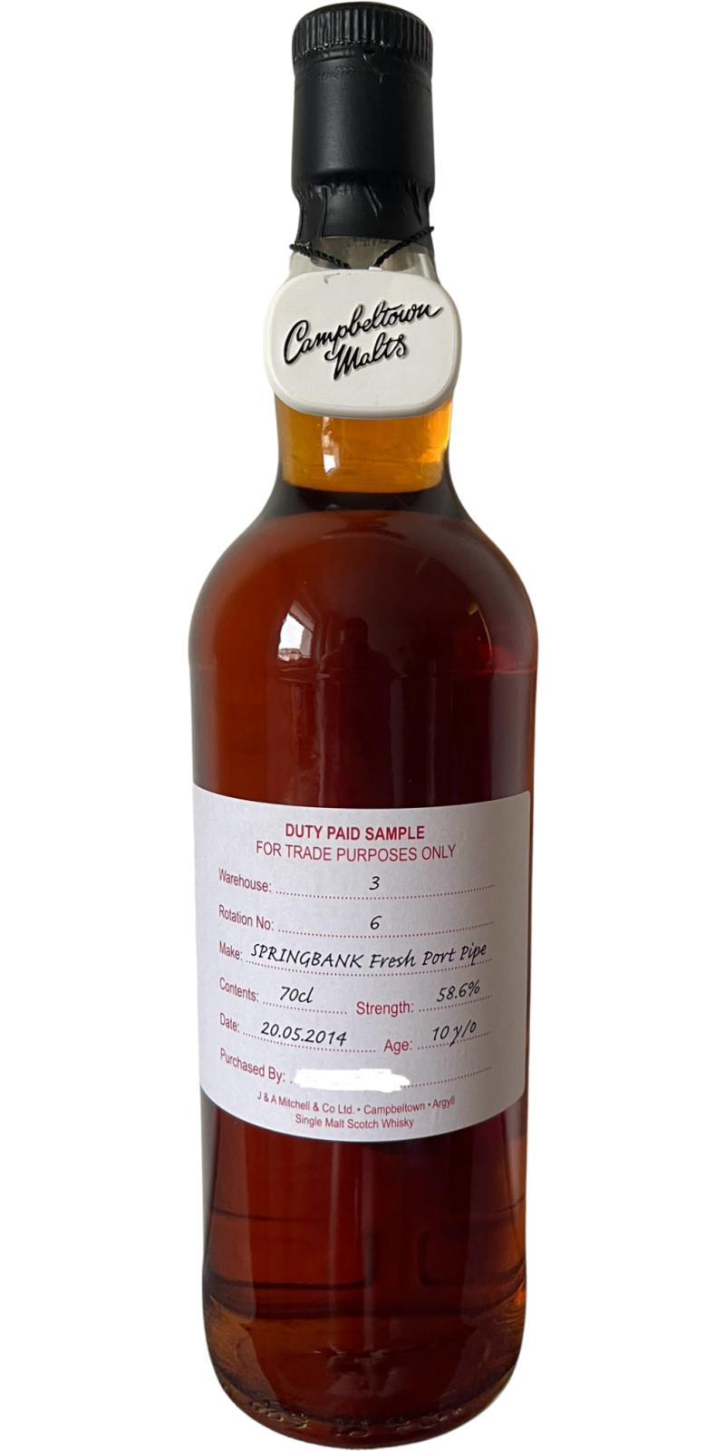 Springbank 2014 Duty Paid Sample - For Trade Purposes Only