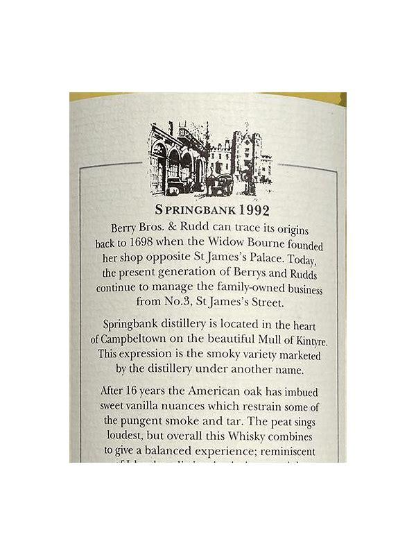 Springbank 1992 BR Peat-Smoked Berrys' Own Selection