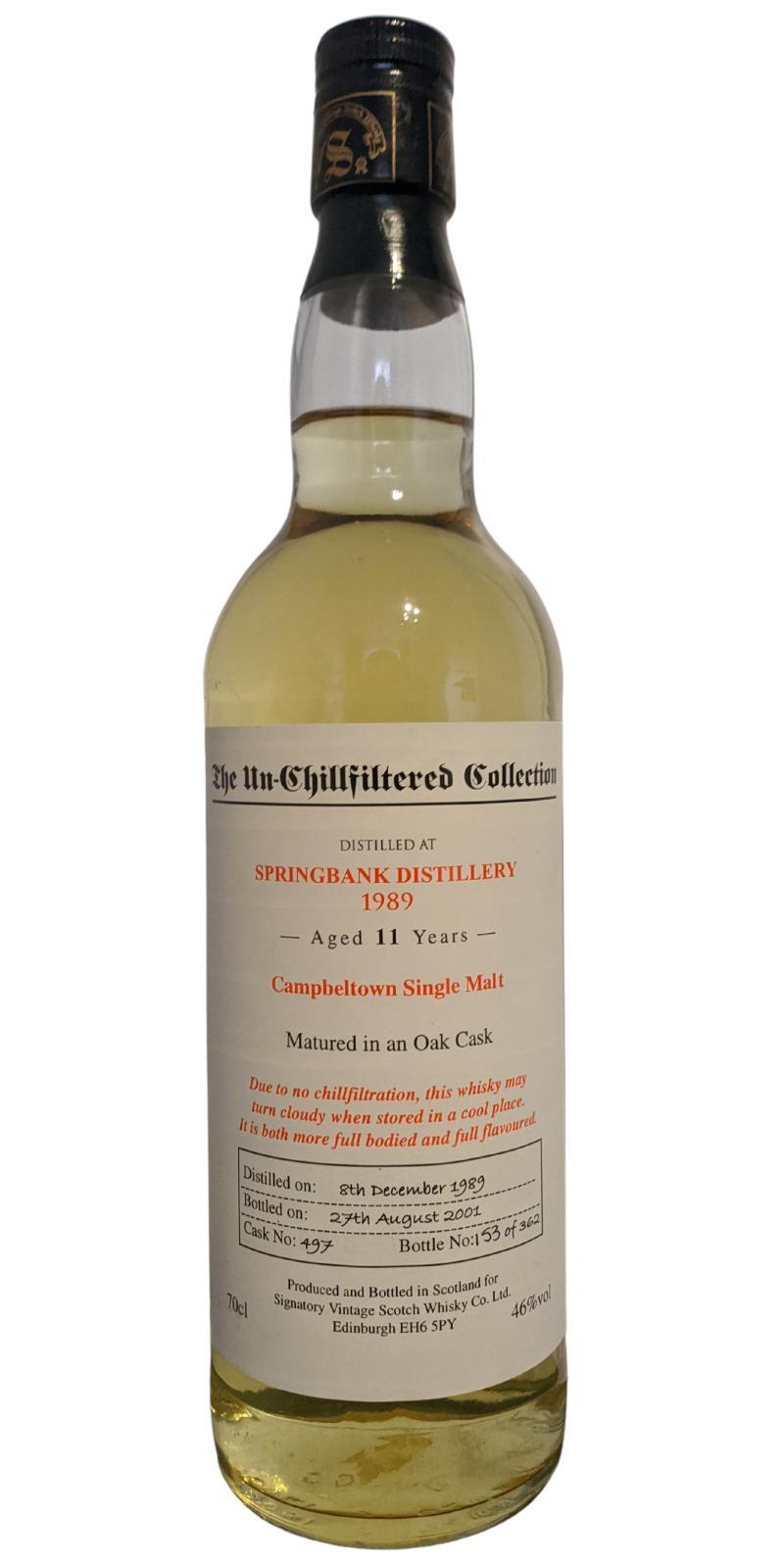 Springbank 1989 SV The Un-Chillfiltered Collection