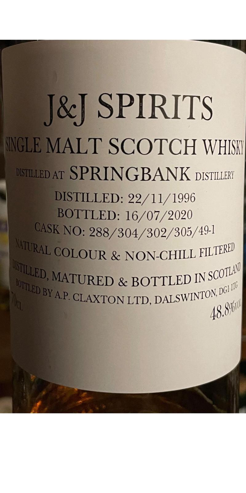 Springbank 1996 UD J&J Spirits