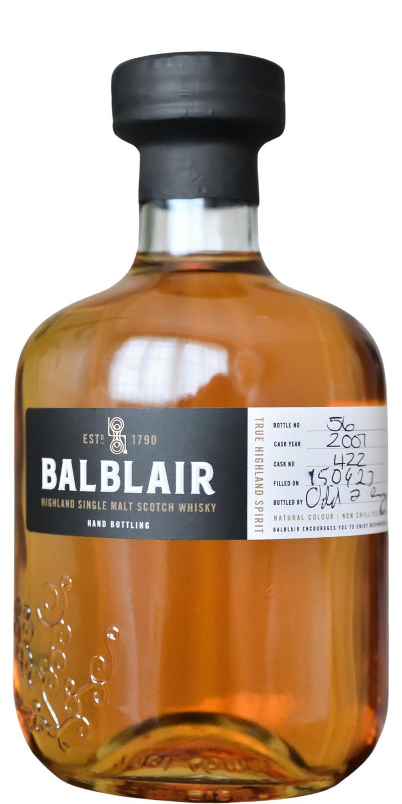 Balblair 2007 Hand bottled at the distillery
