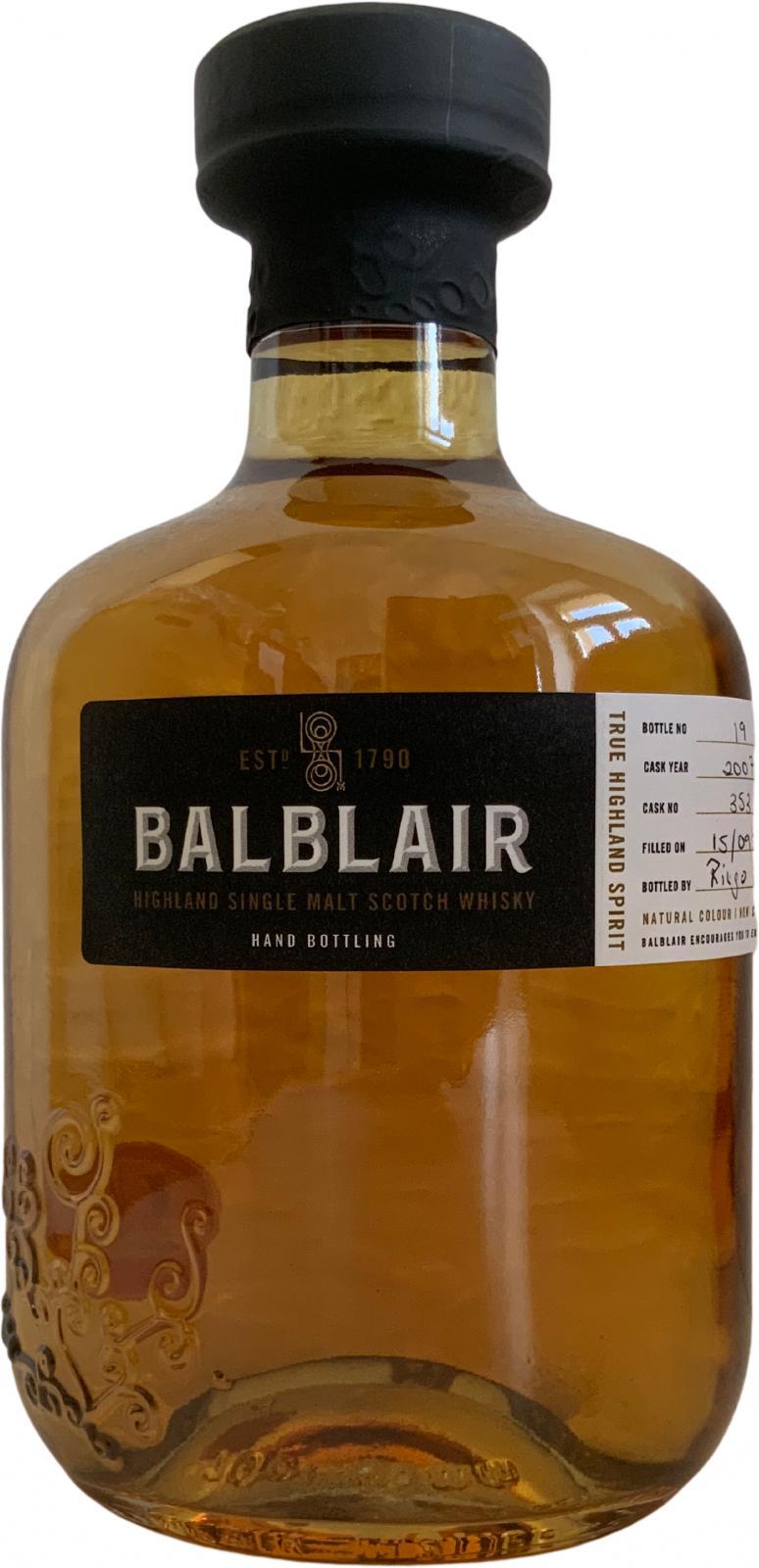 Balblair 2007 Hand bottled at Distillery