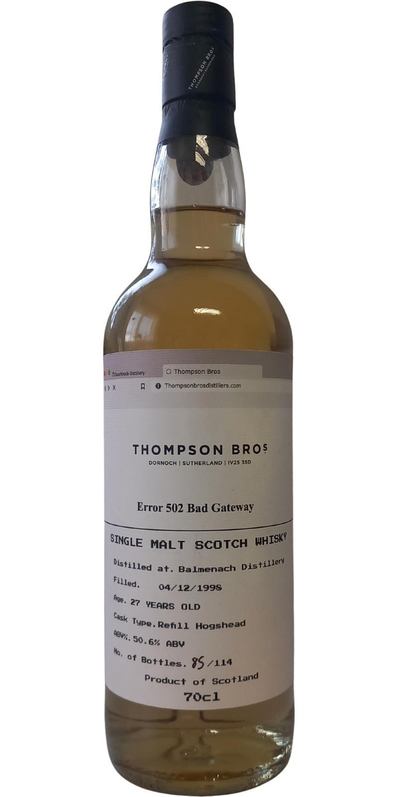 Balmenach 1998 PST Error 502 Bad Gateway