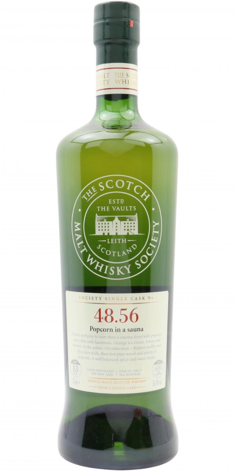 Balmenach 2001 SMWS 48.56 Popcorn in a sauna